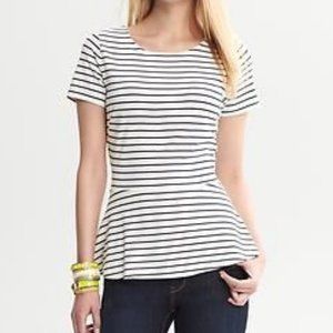 Banana Republic black and white striped peplum top